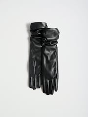 Negro - Guantes largos fruncidos con aspecto de piel de Lipsy - Imagen 6 de 6