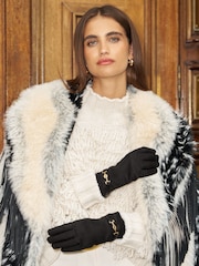 Lipsy Short Faux Leather and Suedette Gloves - 6的图像1｝