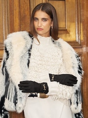 Lipsy Short Faux Leather and Suedette Gloves - 6的图像3｝