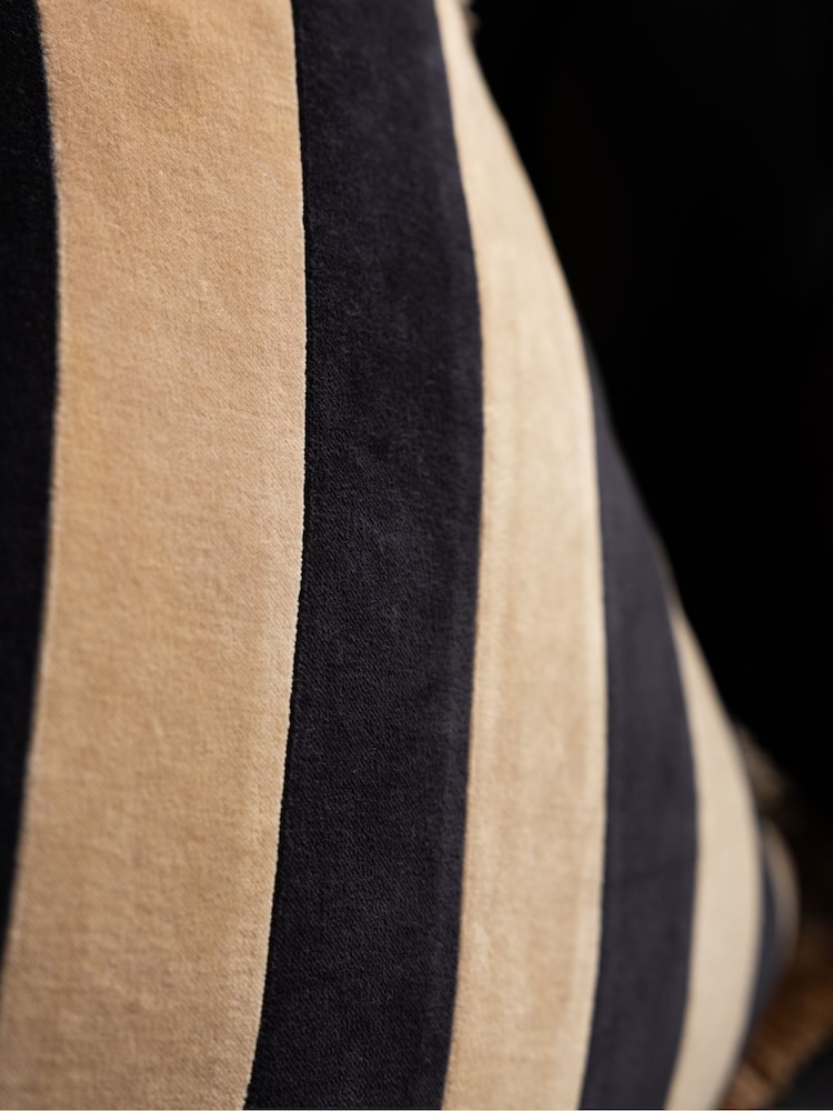 Rockett St George Brown Stripe Fringe cushion - Image 2 of 6