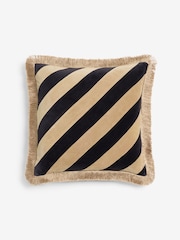 Rockett St George Brown Stripe Fringe cushion - Image 5 of 6