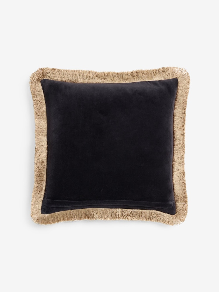 Rockett St George Brown Stripe Fringe cushion - Image 6 of 6