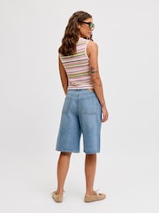 JJXX Blue High Rise Denim Long Shorts - Image 2 of 4
