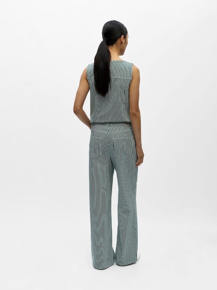 OBJECT White Pin Stripe Wide Leg Jeans - Image 2 of 6