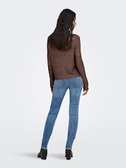 JDY Brown Long Sleeve Crochet Jumper - Image 3 of 6