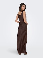 JDY Brown Cowl Neck Wedding Guest Bridesmaid Satin Maxi Dress - Image 5 of 9