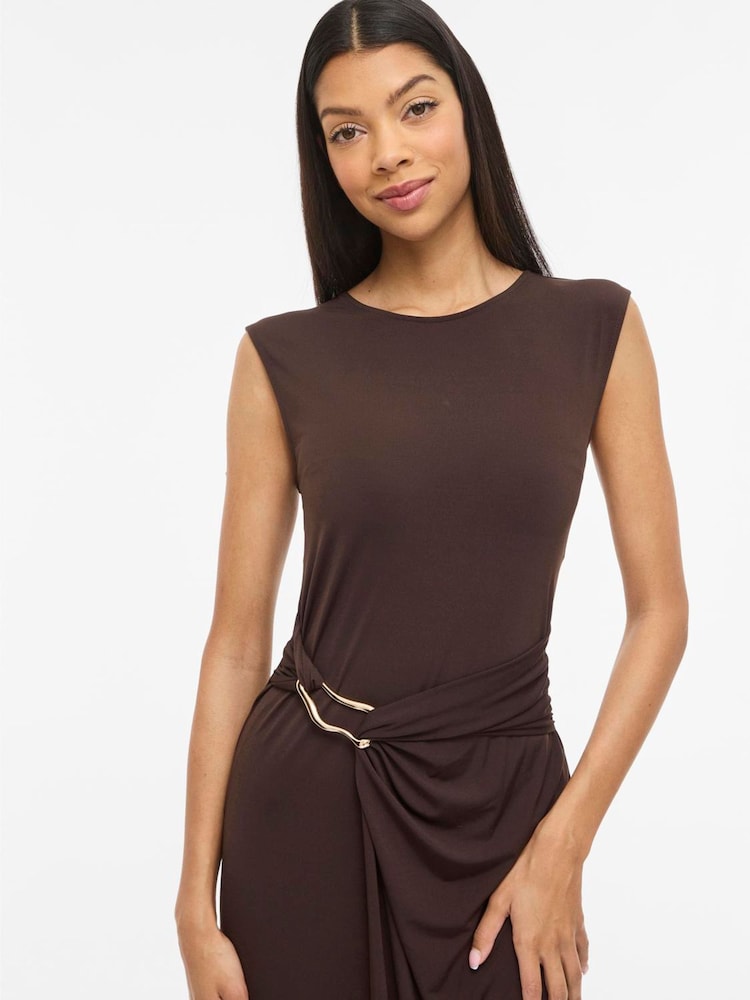 vila midi dress VILA Dress 'VIJustine' female Brown plain colored size M