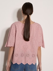 Apricot Orange Embroidered Cotton Top - Image 2 of 4