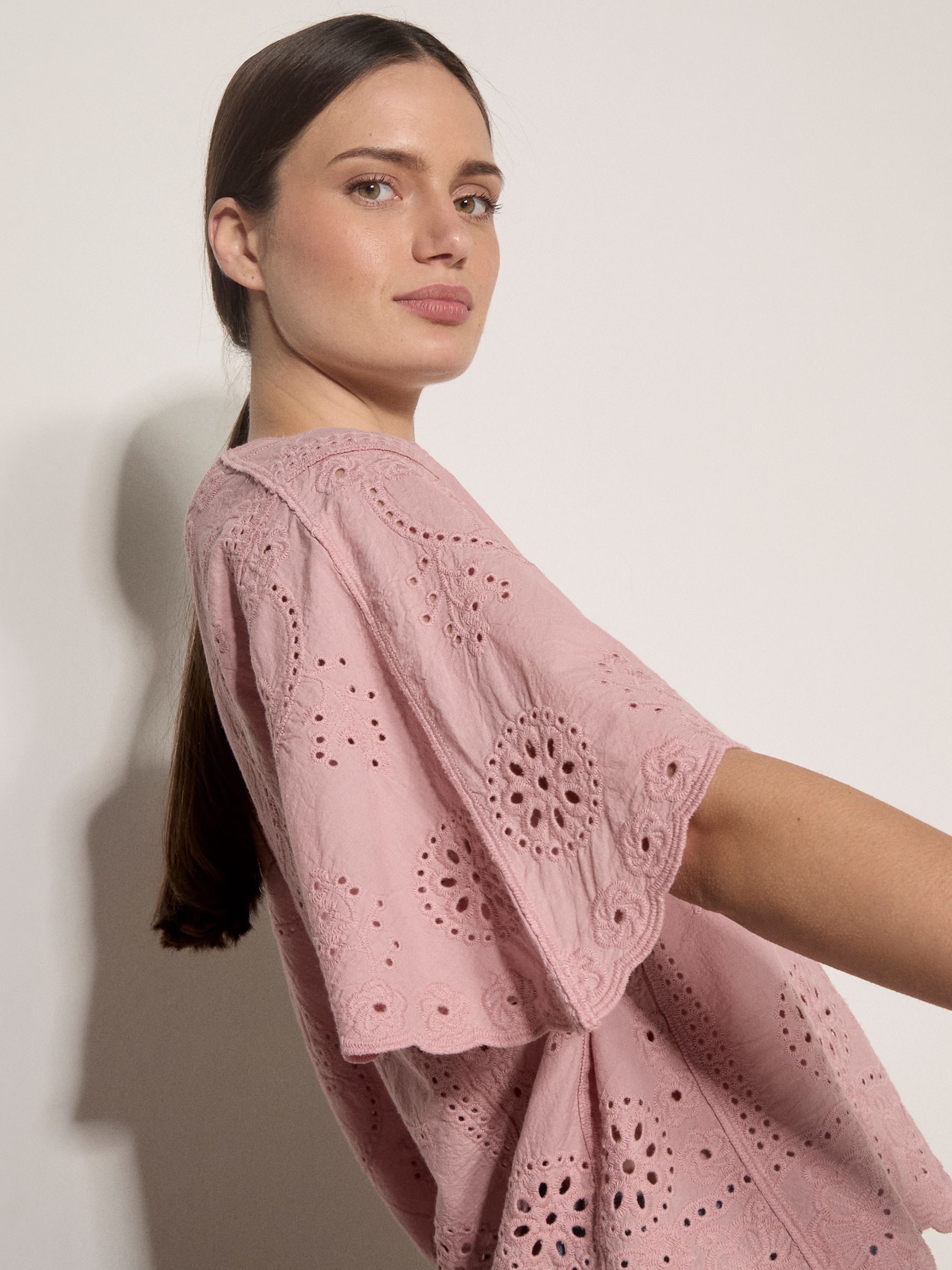 Buy Apricot Orange Embroidered Cotton Top from Next Canada