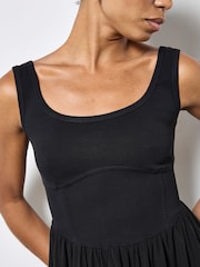 Apricot Black Jersey Bodice Midi Dress - Image 3 of 4