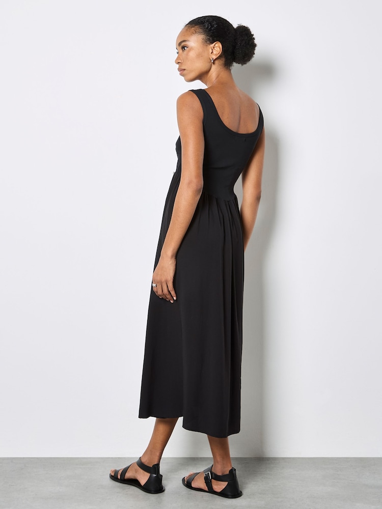Apricot Black Jersey Bodice Midi Dress - Image 4 of 4
