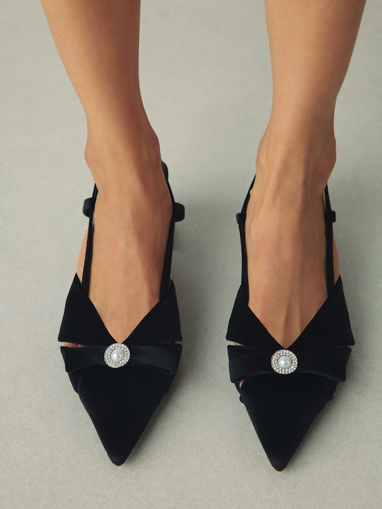 Sort - Forever Comfort® Slingback-hæle med sløjfe - Billede 1 af 11 Sort - Forever Comfort® Slingback-hæle med sløjfe - Billede 1 af 11