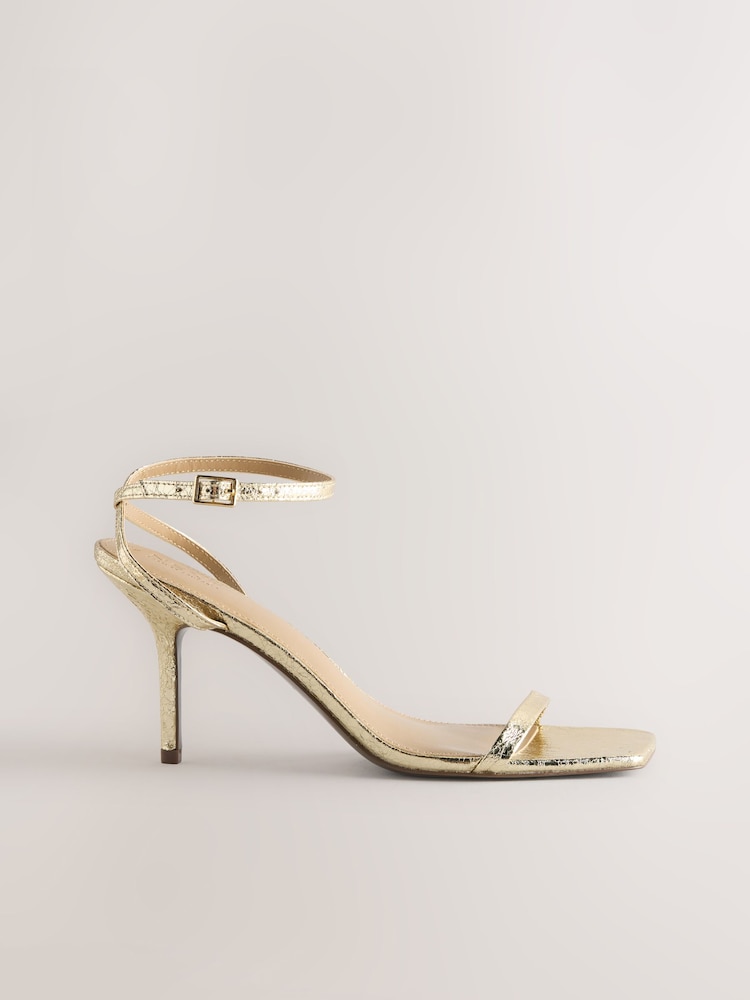 Gold - Forever Comfort® schlichte Sandalen mit eckiger Zehenpartie und Absatz - Bild 1 von 5