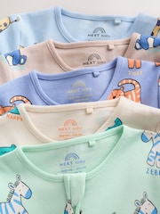 Blue Animal Two Way Zip Baby Sleepsuits 5 Pack (0-2yrs) - Image 10 of 16