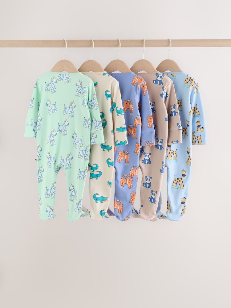 Blue Animal Two Way Zip Baby Sleepsuits 5 Pack (0-2yrs) - Image 2 of 16 Blue Animal Two Way Zip Baby Sleepsuits 5 Pack (0-2yrs) - Image 2 of 16