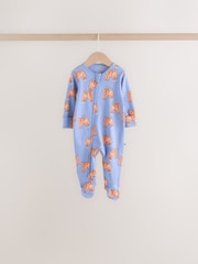 Blue Animal Two Way Zip Baby Sleepsuits 5 Pack (0-2yrs) - Image 6 of 16