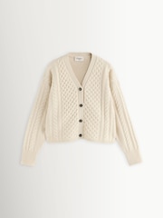 Weekend MaxMara White Primo Cable Knit Cardigan - Image 1 of 5