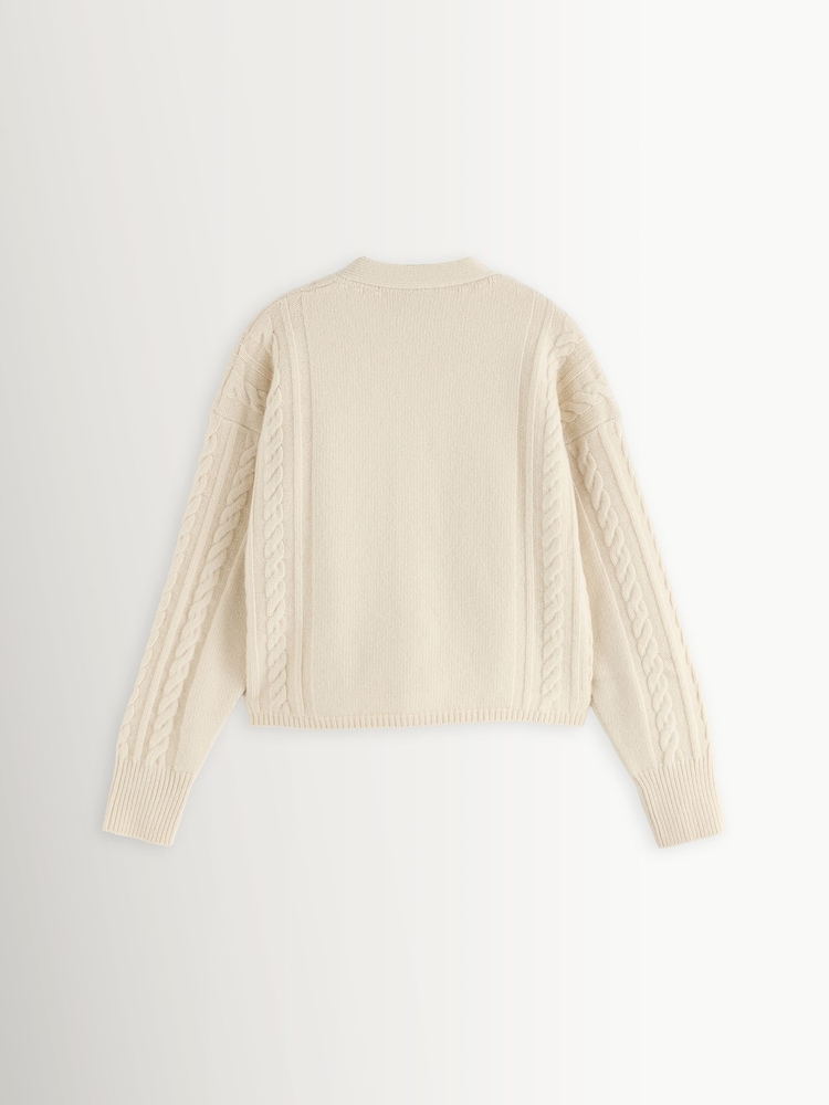 Weekend MaxMara White Primo Cable Knit Cardigan - Image 2 of 5