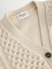 Weekend MaxMara White Primo Cable Knit Cardigan - Image 3 of 5