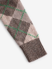 Weekend MaxMara Brown Abile Argyle Knit Cardigan - Image 5 of 5