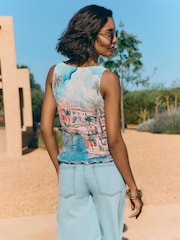 Friends Like These Blue Shirred Sleeveless Top - Image 5 of 5