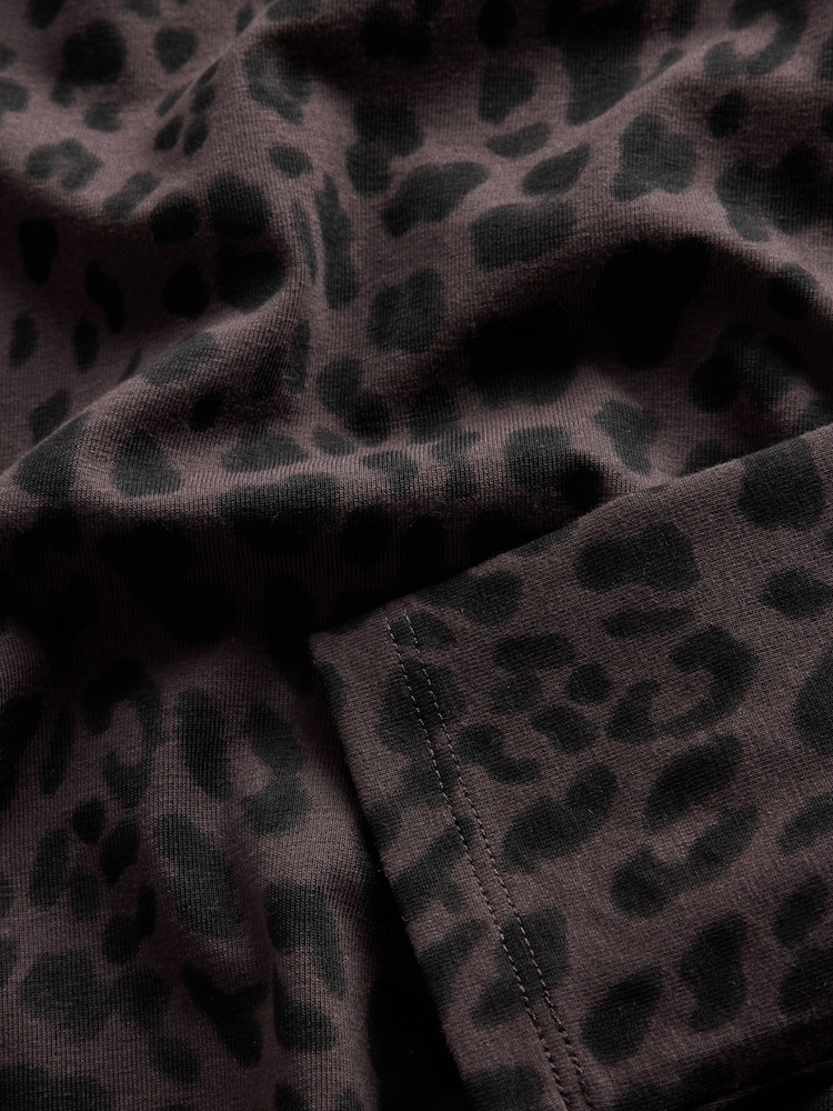 The Set 5 Pack Fitted Crew Neck Long Sleeve T-Shirts Neutral/Brown/Black/Leopard/Cream - Image 8 of 8