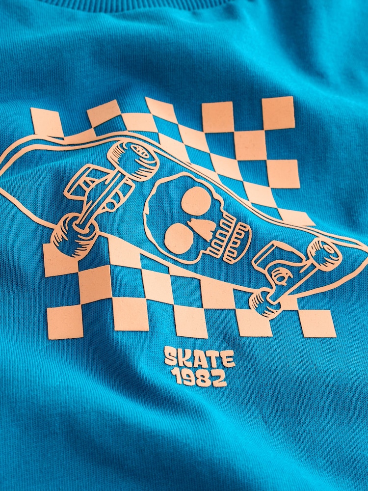 Teal Blue Skate Relaxed Fit Short Sleeve Graphic T-Shirt (3-16yrs) - Image 5 of 5 Teal Blue Skate Relaxed Fit Short Sleeve Graphic T-Shirt (3-16yrs) - Image 5 of 5