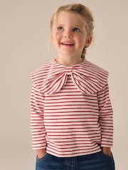 Red Stripe Long Sleeve Textured Collar Top (3mths-7yrs) - Image 1 of 7