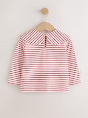 Red Stripe Long Sleeve Textured Collar Top (3mths-7yrs) - Image 5 of 7