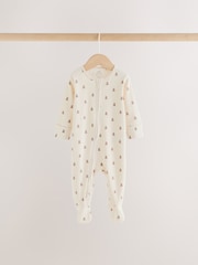 Neutral Brown Bear Two Way Zip Baby Sleepsuits 4 Pack (0mths-2yrs) - Image 4 of 17