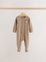 Neutral Brown Bear Two Way Zip Baby Sleepsuits 4 Pack (0mths-2yrs) - Image 5 of 17