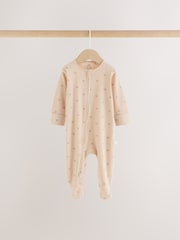 Neutral Brown Bear Two Way Zip Baby Sleepsuits 4 Pack (0mths-2yrs) - Image 6 of 17