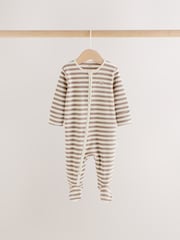 Neutral Brown Bear Two Way Zip Baby Sleepsuits 4 Pack (0mths-2yrs) - Image 7 of 17