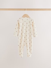 Neutral Brown Bear Two Way Zip Baby Sleepsuits 4 Pack (0mths-2yrs) - Image 9 of 17