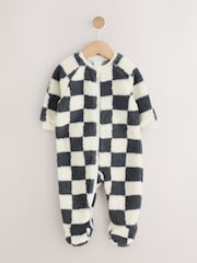 Grey Checkerboard Borg Two Way Zip Sleepsuit - Image 1 of 4