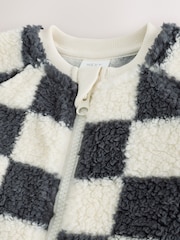 Grey Checkerboard Borg Two Way Zip Sleepsuit - Image 2 of 4