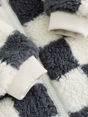 Grey Checkerboard Borg Two Way Zip Sleepsuit - Image 3 of 4