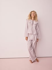Pink Woven Long Sleeve Peplum Pyjamas - Image 1 of 8