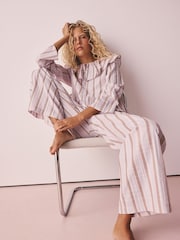 Pink Woven Long Sleeve Peplum Pyjamas - Image 2 of 8