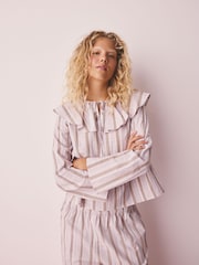Pink Woven Long Sleeve Peplum Pyjamas - Image 3 of 8