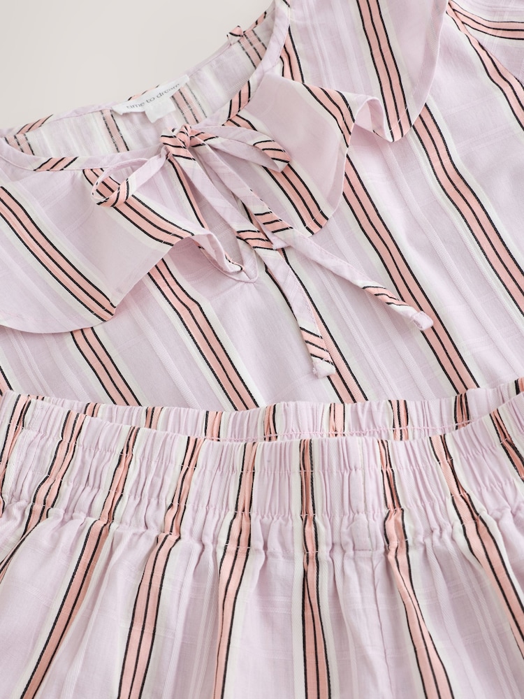 Pink Woven Long Sleeve Peplum Pyjamas - Image 8 of 8 Pink Woven Long Sleeve Peplum Pyjamas - Image 8 of 8