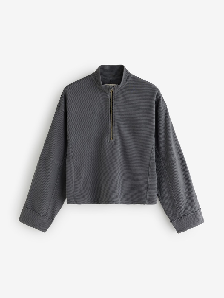 Free People Black Celeste Quarterzip Jacket - Image 2 of 6 Free People Black Celeste Quarterzip Jacket - Image 2 of 6