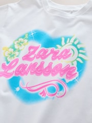 White Zara Larsson Oversized Graphic T-Shirt (3-16yrs) - Image 8 of 9