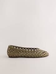 Olive Green Forever Comfort® Satin Weave Ballet Flats - Image 3 of 5