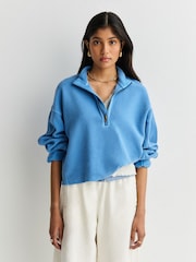 Free People Blue Celeste Quarter Zip Jumper - Image 1 of 5