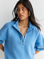 Free People Blue Celeste Quarter Zip Jumper - Image 3 of 5