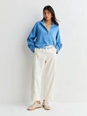 Free People Blue Celeste Quarter Zip Jumper - Image 4 of 5