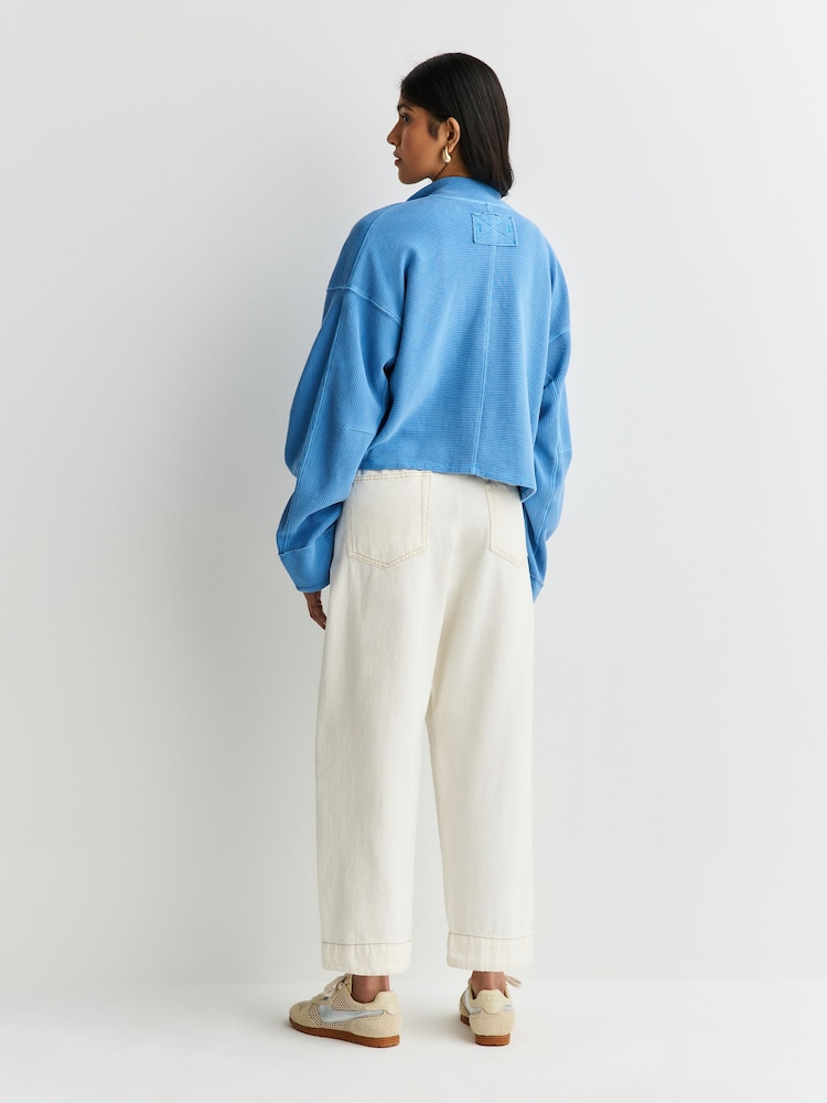 Free People Blue Celeste Quarter Zip Jumper - Image 5 of 5 Free People Blue Celeste Quarter Zip Jumper - Image 5 of 5