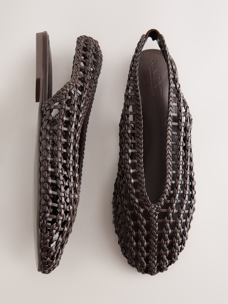 Chocolate Brown Forever Comfort® Slingback Weave Ballet Flats - Image 1 of 10