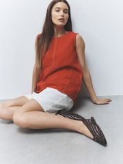 Chocolate Brown Forever Comfort® Slingback Weave Ballet Flats - Image 3 of 10